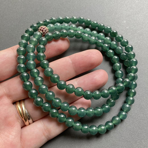 高冰种湖水绿翡翠珠串108珠 商品图4