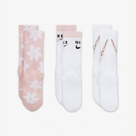 耐克-鞋袜类（夏）F2大童3双装袜子大气浅粉-白 商品图2