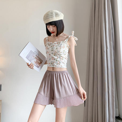 黛唯梵宽松可外穿安全裤女防走光夏薄款打底裤仿真丝居家短裤白色不卷边 商品图3