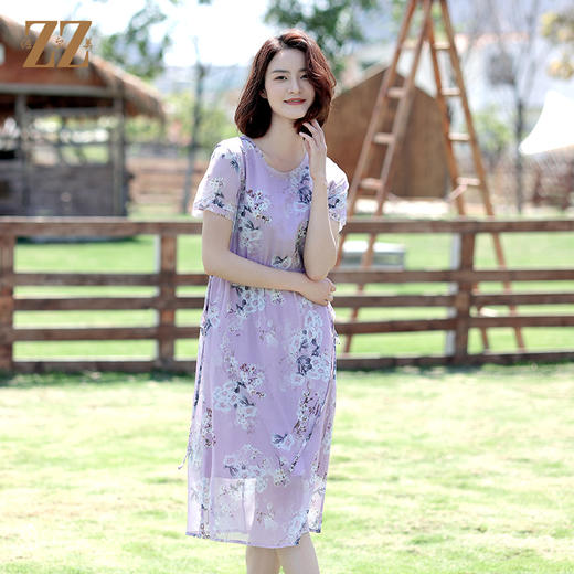 佐尔美夏季新款 桑蚕丝真丝乔其连衣裙女E12LS82 商品图0