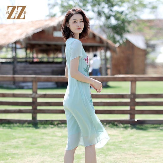 佐尔美夏季新款 桑蚕丝真丝乔其连衣裙女E12LS108 商品图4