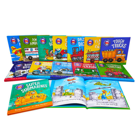 有音频 英文原版 神奇的机器14册 消防车造型的盒装 Amazing Machines 精装全彩图画书 消防车 飞机 火箭 经典交通工具科普绘本 商品图2