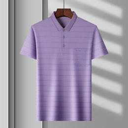 DTM-KLA32-2022夏季短袖t恤男简约翻领体恤中年人宽松polo衫商务透气父亲装 商品图1