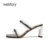 westory女鞋2021夏季新款蛇皮高跟凉鞋公主鞋拖鞋外穿W21BJ60771 商品缩略图3
