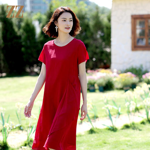 佐尔美2022夏季新款 桑蚕丝真丝乔其提花连衣裙女E12LS87 商品图3