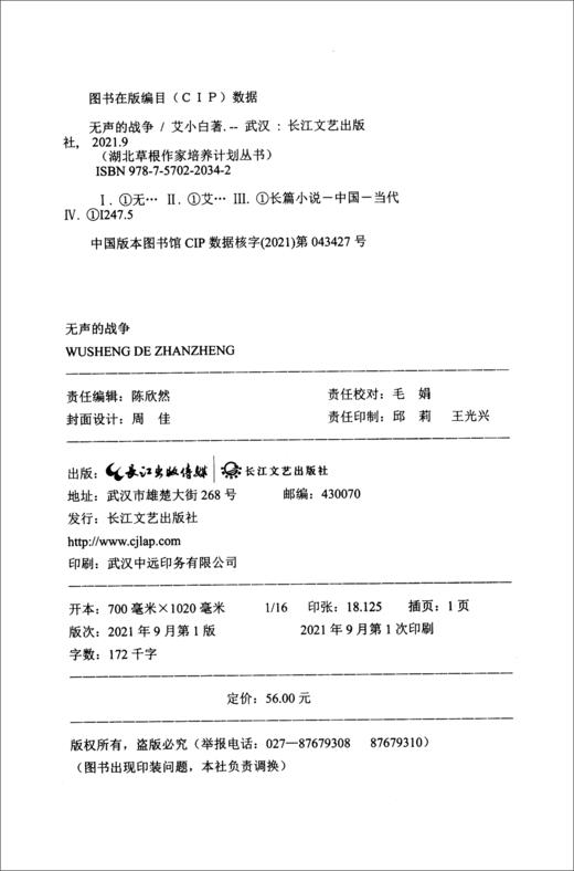 (仓发) 无声的战争/湖北草根作家培养计划丛书/长江文艺出版社/艾小白/9787570220342 商品图1