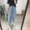 黛唯梵超薄牛仔裤女2022夏季松紧腰天丝宽松显瘦潮大码九分直筒老爹裤子 商品缩略图4