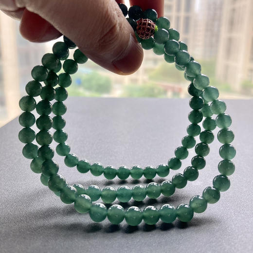 高冰种湖水绿翡翠珠串108珠 商品图7