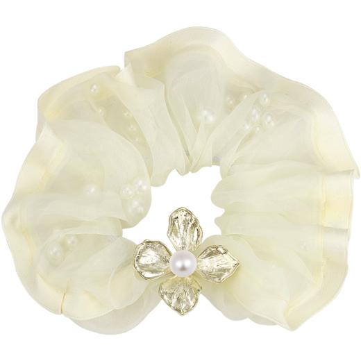 ZEGL花朵人造珍珠大肠发圈女头绳后脑勺高级感简约气质头饰发饰品 商品图1