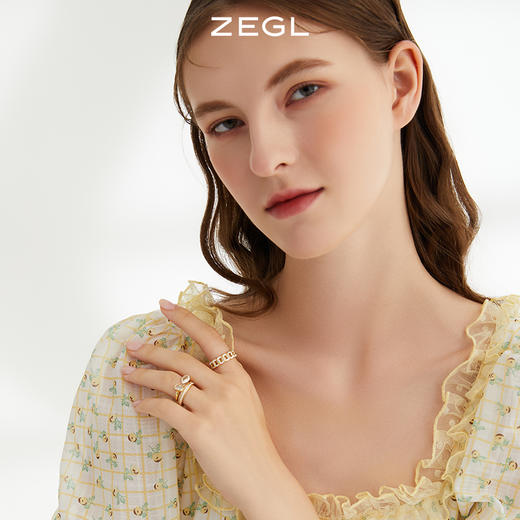 ZEGL几何戒指女设计小众高级感指环时尚个性复古开口可调节食指戒 商品图3