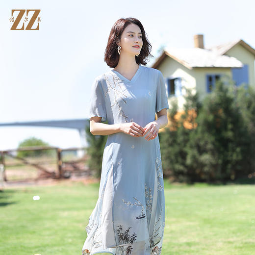 佐尔美夏季新款 桑蚕丝真丝乔其连衣裙女E12LS83 商品图3