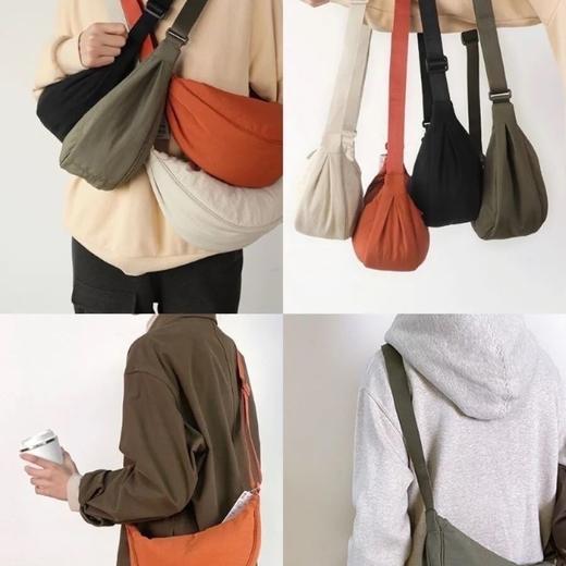 黛唯梵包包女休闲腋下包日系挎包情侣单肩斜挎包帆布饺子包 商品图7