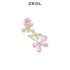 ZEGL粉色花朵耳环女耳骨夹耳钉一体小众设计感925银针夏季耳饰品 商品缩略图4