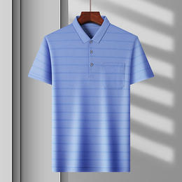 DTM-KLA32-2022夏季短袖t恤男简约翻领体恤中年人宽松polo衫商务透气父亲装