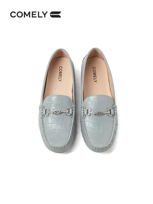 康莉真皮乐福鞋女软皮舒适中口一脚蹬软皮懒人鞋KJH11150 商品图3