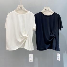 女单边打褶上衣22102