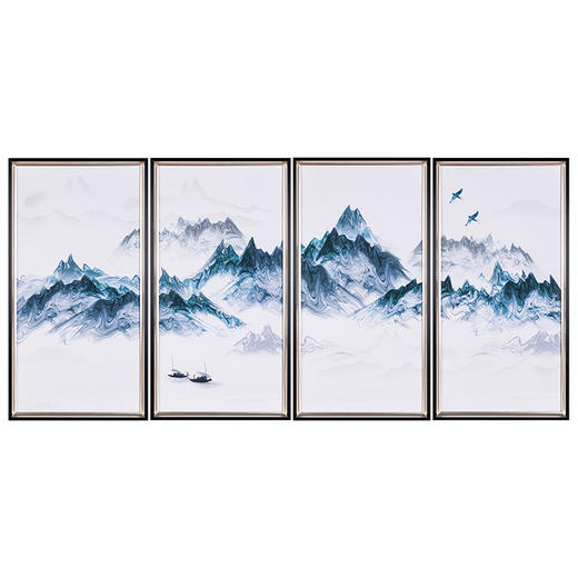 山水抽象四联幅挂画 商品图0