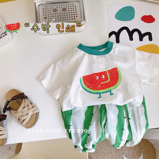 黛唯梵儿童套装2022夏新款男女童装短t恤休闲上衣宝宝长裤防蚊裤两件套 商品图0