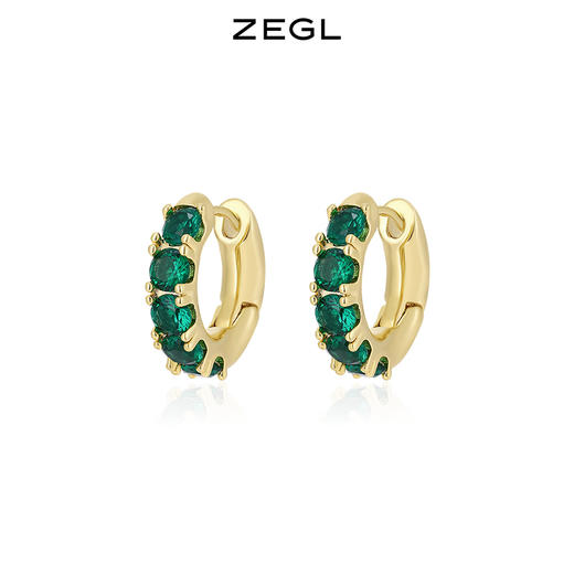 ZEGL祖母绿C型耳环女小众设计感高级耳钉2022年新款潮耳扣耳饰品 商品图1