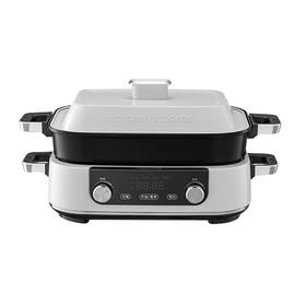 英国摩飞二代多功能料理锅火锅烤肉涮一体家用蒸煮炒煎电烤锅网红锅（白色）MR9099