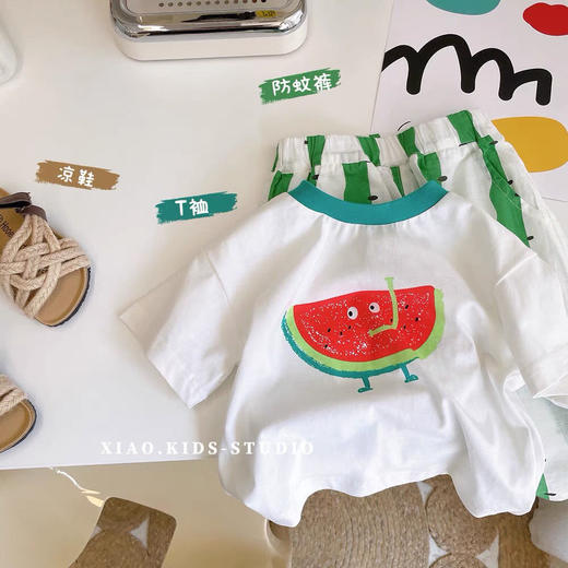 黛唯梵儿童套装2022夏新款男女童装短t恤休闲上衣宝宝长裤防蚊裤两件套 商品图1