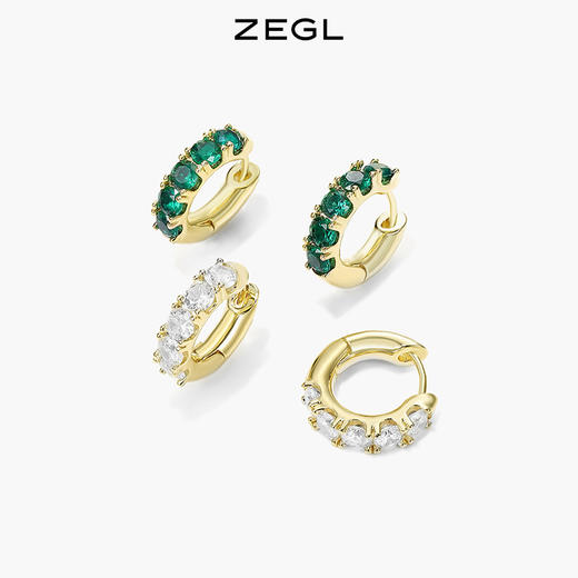 ZEGL祖母绿C型耳环女小众设计感高级耳钉2022年新款潮耳扣耳饰品 商品图2
