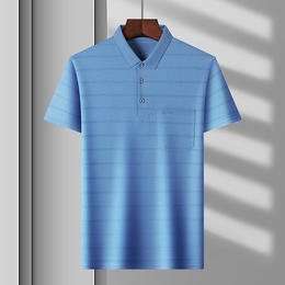 DTM-KLA32-2022夏季短袖t恤男简约翻领体恤中年人宽松polo衫商务透气父亲装 商品图2