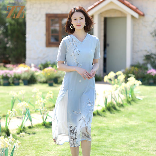 佐尔美夏季新款 桑蚕丝真丝乔其连衣裙女E12LS83 商品图0