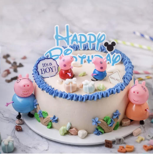 【佩奇一家】鲜果奶油蛋糕（蓝/粉） 商品图0