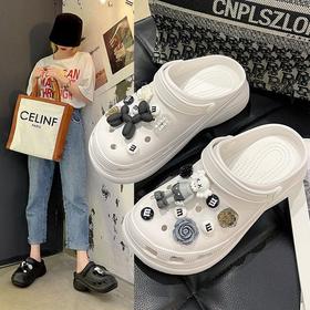 洞洞鞋女夏季外穿厚底时尚气球狗卡通公仔熊松糕增高防滑沙滩凉鞋七夕情人节