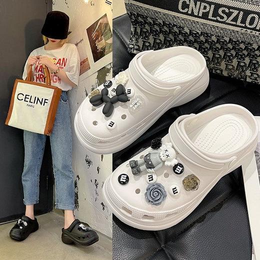 洞洞鞋女夏季外穿厚底时尚气球狗卡通公仔熊松糕增高防滑沙滩凉鞋七夕情人节 商品图0