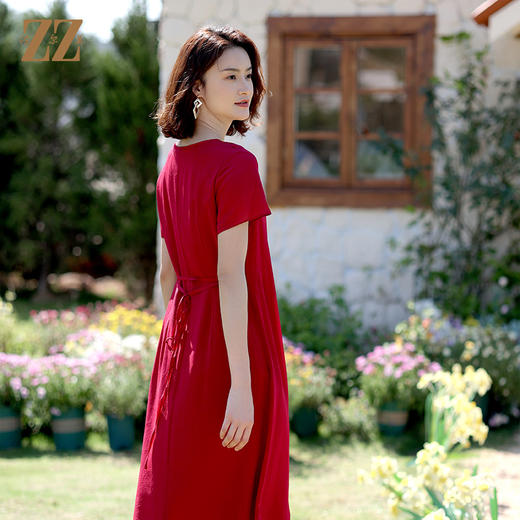 佐尔美2022夏季新款 桑蚕丝真丝乔其提花连衣裙女E12LS87 商品图4