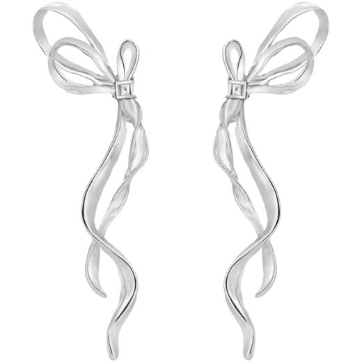 ZEGL蝴蝶结波浪长款耳环女轻奢小众设计感耳钉925银针夏季耳饰品 商品图2