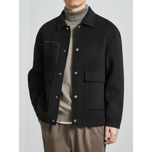 墨麦客男装2021冬季新款双面呢翻领夹克男士加厚毛呢外套男80179 商品图0