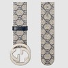 Gucci 古驰GG Supreme帆布互扣式双 G 带扣 男士4cm宽帆布腰带，钯色金属扣头411924 商品缩略图5
