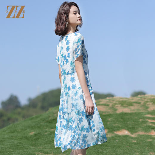 佐尔美夏季新款 桑蚕丝真丝乔其连衣裙女E12LS114 商品图2