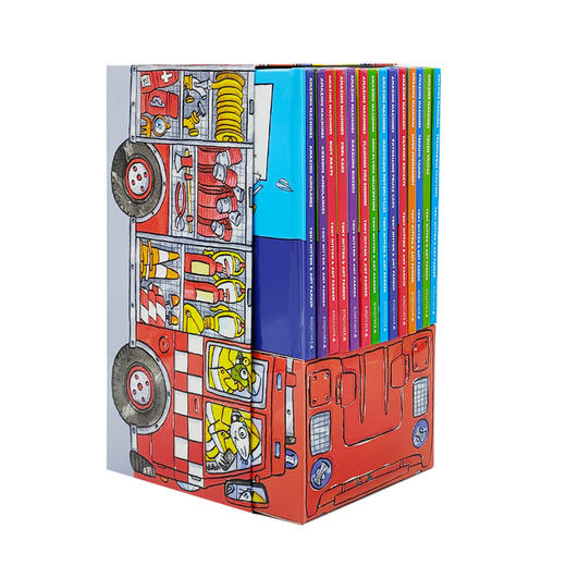 有音频 英文原版 神奇的机器14册 消防车造型的盒装 Amazing Machines 精装全彩图画书 消防车 飞机 火箭 经典交通工具科普绘本 商品图4