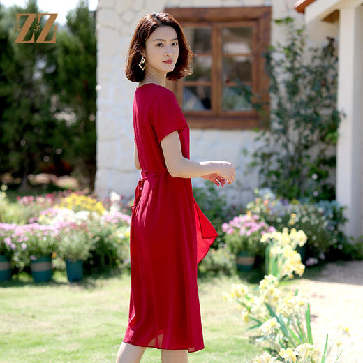 佐尔美2022夏季新款 桑蚕丝真丝乔其提花连衣裙女E12LS87 商品图1