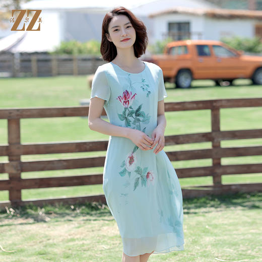 佐尔美夏季新款 桑蚕丝真丝乔其连衣裙女E12LS108 商品图1