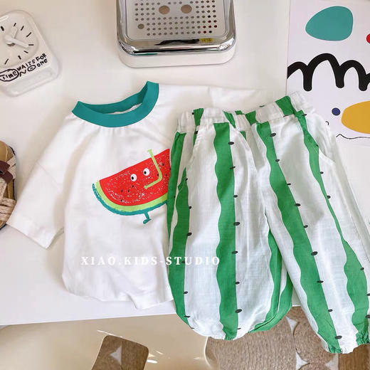 黛唯梵儿童套装2022夏新款男女童装短t恤休闲上衣宝宝长裤防蚊裤两件套 商品图2