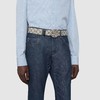 Gucci 古驰GG Supreme帆布互扣式双 G 带扣 男士4cm宽帆布腰带，钯色金属扣头411924 商品缩略图3