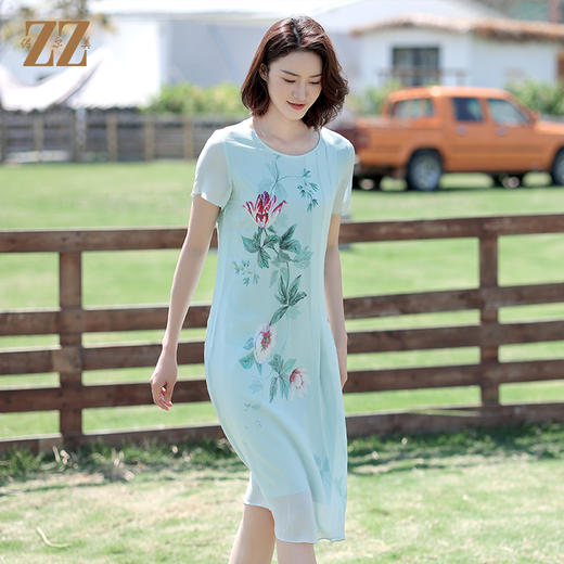 佐尔美夏季新款 桑蚕丝真丝乔其连衣裙女E12LS108 商品图3