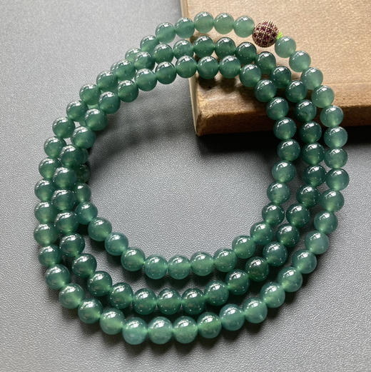 高冰种湖水绿翡翠珠串108珠 商品图1