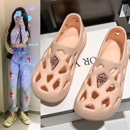 抖音爆款超软踩屎感凉拖鞋女外穿医护手术室沙滩包头洞洞鞋一脚蹬凉鞋女鞋 商品图1