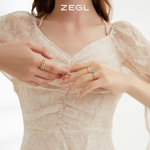 ZEGL几何戒指女设计小众高级感指环时尚个性复古开口可调节食指戒 商品图4