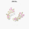 ZEGL粉色花朵耳环女耳骨夹耳钉一体小众设计感925银针夏季耳饰品 商品缩略图5