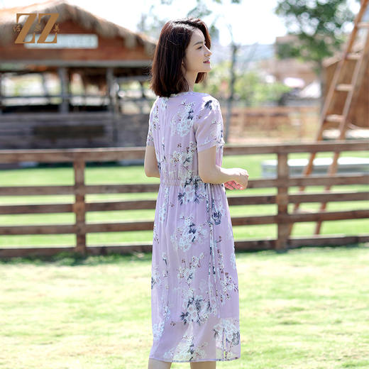 佐尔美夏季新款 桑蚕丝真丝乔其连衣裙女E12LS82 商品图4