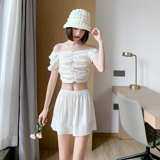 黛唯梵宽松可外穿安全裤女防走光夏薄款打底裤仿真丝居家短裤白色不卷边 商品图2