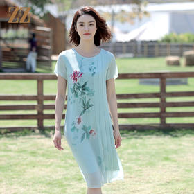 佐尔美夏季新款 桑蚕丝真丝乔其连衣裙女E12LS108