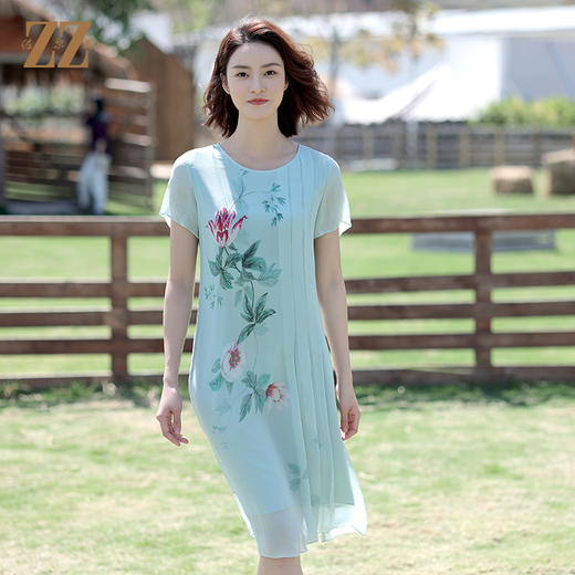佐尔美夏季新款 桑蚕丝真丝乔其连衣裙女E12LS108 商品图0